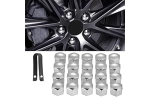Kalmaegee 20PCS 19MM Wheel Nut Covers Universal Car Wheel Lug Nut Covers Wheel Bolt Covers Caps with Removal Tool (Silver Chrome Plating)