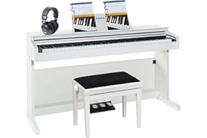 Fame Digitalpiano Set, DP-2000 WH, 88 Tasten, Hammermechanik, 16 Sounds, 128-fache Polyphonie, inklusive Klavierbank, Kopfhörer, Notensammlung