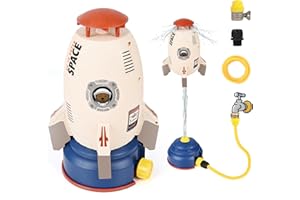 Euakee Wassersprinkler Kinder Outdoor, Rocket Sprinkler Mit Schlauch, Wasserspielzeug Garten, Sprinklerspielzeug Outdoor, lustiger Wasserspiel für Kinder (Raketenform)