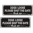 Please Shut The Gate Signs Aluminum 3.5'' x 9.8'' Dog Sign Outdoor Signs Reflective Dog Warning Signs Rust Free, Waterproof, UV Resistant and Durable Pack of 2