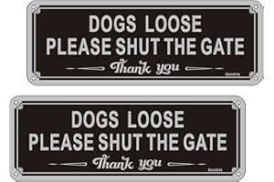 GOODVIA Please Shut The Gate Signs Aluminum 3.5'' x 9.8'' Dog Sign Outdoor Signs Reflective Dog Warning Signs Rust Free, Waterproof, UV Resistant and Durable Pack of 2