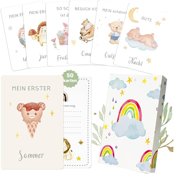 40 Baby Meilensteinkarten Zum Ausfüllen – Geschenkbox Fürs 1. Lebensjahr, Von Sophies Kartenwelt