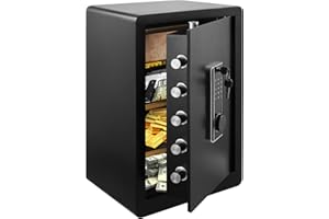 LITGLOBE 4.2cub Fireproof Safe Box for Home,Digital Steel Security with Electronic Keypad Combination Lock and Removable Shelf,Safe Box with Dual Alarm System,Home Safes for Money Firearm Jewelry Valuables