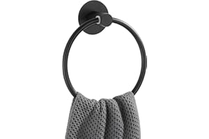GERUIKE Towel Ring Bathroom Self Adhesive Towel Holder No Drilling bathroom towel holder Stainless Towel Hanger Round Rustproof Black