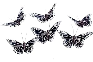 YCHTEWY - Set di 12 decorazioni per feste con farfalle nere e decorazioni per feste di Halloween