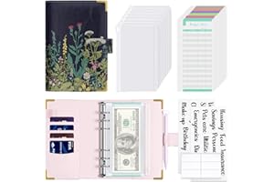 Hnogri Koperty budżetowe z zamkiem błyskawicznym, segregator A6, oszczędność pieniędzy, koperty na gotówkę, organizer na rachunki pieniężne, kwiatowy portfel budżetowy dla kobiet, chwasty
