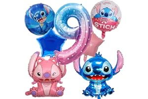 LGUZAKO 7Pack Stitch Foil Balloons, 9th Party Balloons Birthday Party Decorations Foil Balloons for Kid's Birthday Party Favors (9th) (9)