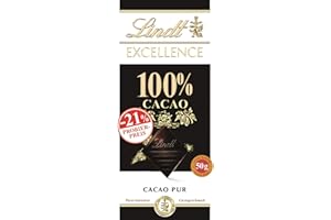 ‎LINDT Lindt Schokolade EXCELLENCE 100 % Kakao, Promotion |18 x 50 g Tafel | Purer intensiver Kakaogeschmack | Schokoladentafel | Schokoladengeschenk