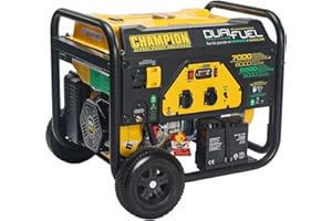 Generatore portatile a benzina e a gas Champion Power Equipment (7000 Watt, generatore con avviamento elettrico e telaio in acciaio tubolare, 74 dB(A), per il campeggio e l'esterno) CPG7500E2-DF-EU