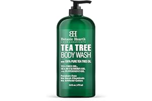 Botanic Hearth Tea Tree Body Wash, Helps with Nails, Athletes Foot, Ringworms, Jock Itch, Acne, Eczema & Odor, Soothes Itching Promotes Healthy Skin and Feet, Naturally Scented, 16 fl oz