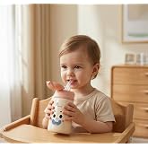 R for Rabbit Steebo Smiley Stainless Steel Straw Sipper Bottle for Kids & Toddler, Leak & Spill Proof | BPA Free Soft Silicon