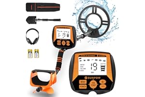 Detector de Metales, SUNPOW Detector de Metales Profesional para Adultos, Alta Precisión Ajustable Impermeable con Pantalla LCD, Pinpoint & Disc & Notch & All Metal 4 Modos, Fuerte Antiinterferencia