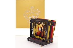 COLOGNE CARDS Kartka pop-up teatr – kartka urodzinowa 3D, zaproszenie i opakowanie kartka teatralna w kolorze złotym