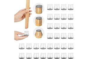 TIAZHAN 32 Pezzi Gommini Per Sedie, Tappi Per Gambe Di Sedie Silicone Trasparente Con Feltro Avvolto, Per Pavimenti In Legno, Mobili Da Tavolo, Protezione Dei Pavimenti Da Graffi (Piccolo (Fit 18-30 mm))