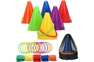 WAIZHIUA Hula Hoops Throwing Rings Game Set - Bean Bags Garden Games for Kids, Carnival Favor Party Supplies for Children Teens Adults Family Outdoor Indoor Activity