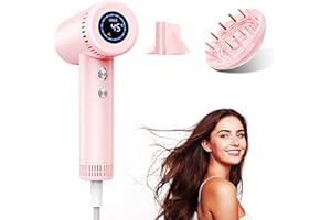 Haokoo Secador Pelo Profesional Ionico - Secado Rápido en 1 Minuto, 9 Temperaturas, 160000 RPM Secador de Alta Velocidad con Difusor, 500 Millones de Iones, Autolimpieza, para Casa, Viaje, Salón