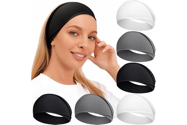 Loiluliy-pannband för kvinnor, 6 st elastiska pannband för män, tjocka pannband - breda, mjuka och halkfria håraccessoarer för sport, gym, löpning, yoga, smink och vardagsmode