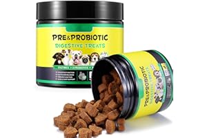 FVVSIEDK Probiotics for Dogs, 120 Chews, Pre & Probiotic Supplements for All Dogs, Supports Gut & Digestive Health, Immune Function, Skin & Coat Health