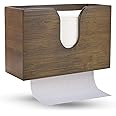 Bamboo Paper Towel Dispenser, Paper Towel Holder for Kitchen Bathroom Toilet of Home and Commercial, Wall Mount or Countertop for Multifold, C Fold, Z fold, Trifold Hand Towels (Vintage Brown)