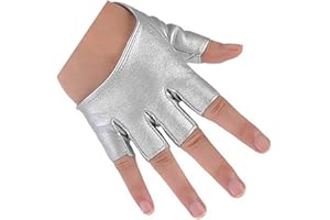 Brussels08 Mitaines en simili cuir pour femme, gants de moto, gants mitaines pour cosplay, danse, spectacle, spectacle, écran tactile, argent