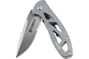 BRAVEX Pocket Knife EDC 9Cr18Mov High Performance Stainless Steel 59HRC Hardness, Partially Serrated Blade Titanium Coated, Reversible Pocket Clip