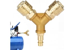 2-Weg Druckluftverteiler, Messing, T-Stück/Y-Verteiler, NW 7.2, 1/4 Zoll AG, Außengewinde, Steckanschluss, Druckluftschläuche, Kompressor