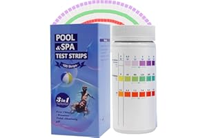 COZII Bandes de test pour piscines et spas, bandelettes de test 3 en 1, kit de 100 tests d'eau, détection précise de dureté, chlore libre, brome, chlore total, acide cyanurique, alcalinité totale et pH