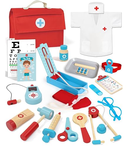 HYAKIDS Jouet Valisette Vétérinaire Enfant, Mallette Médecin Avec C La Peluche Jeu De Role Du Docteur Cadeau Pour Fille Amz B