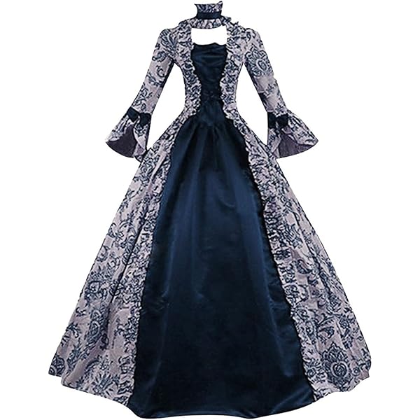Rrongwn Costume Médiéval De La Renaissance Pour Femme - Robe Vintage à Lacets - Taille Nouée - Grandes Tailles - Robe Médiévale - Tenue Festive - Robe