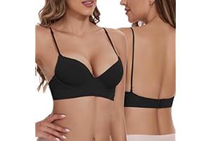 Adicloz Reggiseno Schiena Scoperta Push Up, Reggiseno Invisibile Donna con Ferretto, Reggiseno Trasparente Incrociato Dietro, Schiena Nuda Forma di U Reggiseni, Multiway Bretelle Convertibili