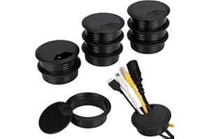 TUNEJOY Pasacables de Mesa Cable de Escritorio de La Computadora de La Pc Circular de Plástico para Office Home Worktop Negro 60mm 10 Piezas
