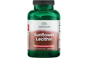 Swanson, Sunflower Lecithin, 1200 mg, Lecitina di Girasole, Altamente Dosato, 90 Capsule molli, Testato in Laboratorio, Senza Soia, Senza Glutine, Non OGM