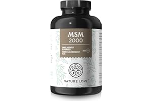 NATURE LOVE® MSM 2000mg avec vitamine C - 365 comprimés testés en laboratoire - poudre de MSM plus compacte qu’avec des gélules - sans additifs, hautement dosé, végane, produit en Allemagne