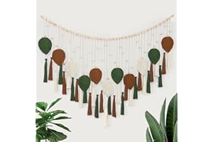 Dremisland Feuille Tenture Murale à Pompons 130x80cm Grande Macrame Tapisserie Murales Decoration Boheme Coton Fait Main Tapisserie Dans L'appartement Chambre Salon