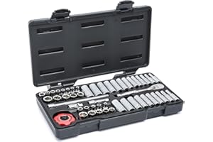 GearWrench 80300 SAE/Metrischer Standard und Tiefer Mechaniker Werkzeugsatz mit 1/4 Zoll Antrieb, 51 Teilig