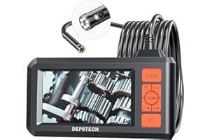 DEPSTECH Endoskopkamera Dual Lens Inspektionskamera mit Licht 7 einstellbare LEDs 4,3" HD Bildschirm 1080P Digitales Endoskop 7,9mm Lens IP67 wasserdicht, 5m halbstarres Kabel, 32GB Speicherkarte