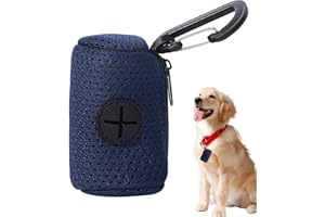 Yonuaret Dispenser per sacchetti per escrementi per cani,Dispenser per sacchetti per rifiuti con attacco per guinzaglio in tessuto rete con cerniera | Forniture per animali da appendere, dispenser