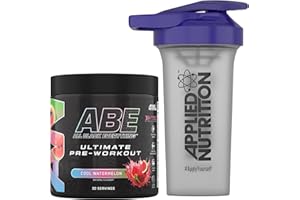 Applied Nutrition Bundle ABE Pre Workout 375g + 700ml Protein Shaker | All Black Everything Pre Workout Powder, Energy & Physical Performance with Creatine, Beta Alanine (Cool Watermelon)