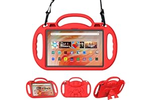 Sonlaryin Lightweight Kid-Proof Case with Strap, Handle and Kickstand for Not Fit TCL Case - Red