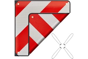 ISSYZONE Tablica ostrzegawcza 2 w 1, dla Włoch i Hiszpanii, aluminium, z 4 sztukami pasów mocujących po 4 mm, 50 x 50 cm, odblaskowa do bagażników na rowery, przyczep, przyczep kempingowych