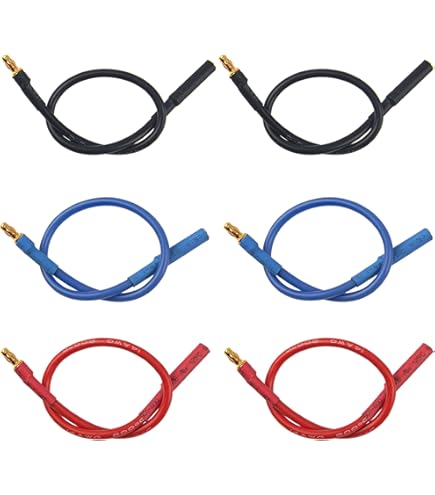 ZYCST 3PCS 4.0mm Banana Bullet Connector Extension Cables - 14AWG 30CM Silicone Wire For RC Brushless Motor & ESC, RC Car & Boat Parts 3 thumbnail image
