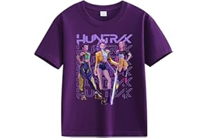 Générique K-Pop D-Emon Hunters T-Shirt Ample à Manches Bouffantes Et Col Rond Pour Filles T-Shirts Avec énonciations Drôles Style Streetwear Crop Top Cosplay Halloween Party Mode Fille Et Ado 2-13 Ans