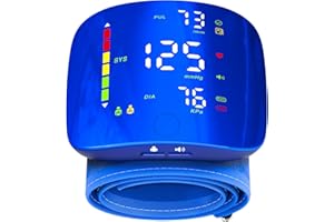 DOUBLE LOVE Wrist Blood Pressure Monitor with Led Touch Screen -Adjustable Wrist Blood Pressure Cuff from 5.1 inches to 9.3 inches,Rechargeable Wrist Bp Monitor with 99x2 Reading Memory and Carrying Case(Blue)