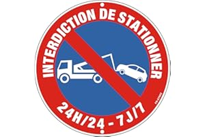 CHINYROZA Panneau Interdiction de Stationner Metal Réfléchissante Ø 300mm, Stationnement Interdit Aluminium Stable et Durable