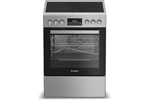 Ariston 60cm Electric Cooker, 4 Burners, Vitroceramic, Built-In Electric Grill, LED Touch Control, 6 Functions, Steam Cleaning, Inox - ARR6EV520205XME