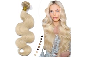 Elailite Extensiones Cortina Pelo Natural Rubio Platino#60 Brasileña 100g Cabello Humano Ondulado para Mujer 1 Pieza 45cm
