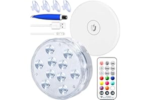 Qoolife USB Rechargeable Underwater Light Wireless Signal WRGB 3.3 Inch Magnetic Colourful LED Diving Lights for Bathtub, Aquarium, Pool, Pond, Decor, Spa, Christmas, Pack of 1