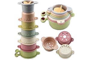 BERYLED Juguete Tazas Apilables Bebés de 6 12 18 Meses, 7 Piezas, Juguetes para Construir 2 en 1 Horizontal y Vertical, Torre de Baño, Arena, Playa, Piscina, Vasos Montessori Educativo Regalo 1 Año