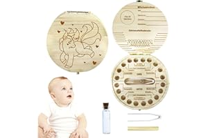JOKILY Zahnbox Holz, Zahnschachtel, Zahndose, Zahnbox für Milchzähne, Milchzahndose, Milchzähne Box, Mädchen Jungen Souvenir Box, Aufbewahrungsbox für Baby-Zähne Baby Geschenke zur Geburt (A)