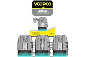 THE JUICE FELLAS Voopoo Argus V2 Pods (1.0Ohm) Argus Top Fill Cartridge Compatible with Argus Pod Series 2ml Pack of 3 10W - 14W Top-Fill Design Leak Proof Magnetic Connection - No Nicotine - 1.0ohms